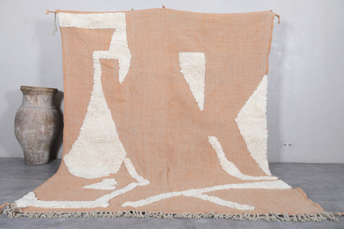 Abstract Beige and Ivory Wool Rug - Handcrafted Minimalism