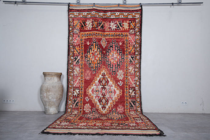 Moroccan Vintage Rug 5.8 x 13.8 Feet with Vibrant Colors and Geometric Patterns