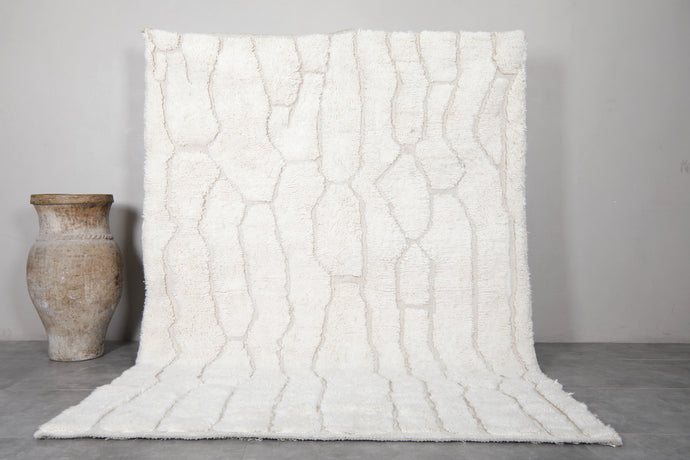 Handmade Moroccan Rug - Ivory Textured Wool Rug