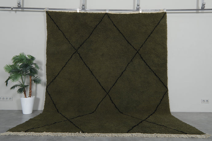 Dark Green Custom Moroccan Berber Rug - Luxurious Handmade Carpet
