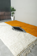 Modern Moroccan Rug – Custom Handwoven Carpet - Orange & White Minimalist Design