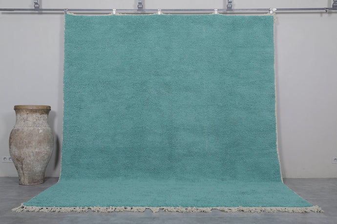 Aqua Blue Moroccan Wool Rug - Handmade Berber Carpet