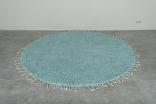 Custom Round Moroccan Rug - Handmade Aqua Blue Wool Carpet