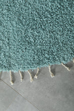 Custom Round Moroccan Rug - Handmade Aqua Blue Wool Carpet
