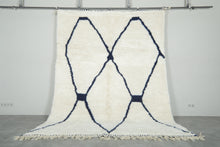 Custom Moroccan Wool Rug – Cream & Navy Geometric Handmade Berber Carpet