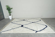 Custom Moroccan Wool Rug – Cream & Navy Geometric Handmade Berber Carpet