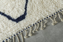 Custom Moroccan Wool Rug – Cream & Navy Geometric Handmade Berber Carpet