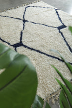 Custom Moroccan Wool Rug – Cream & Navy Geometric Handmade Berber Carpet