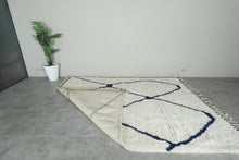 Custom Moroccan Wool Rug – Cream & Navy Geometric Handmade Berber Carpet