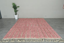 Custom Pink Moroccan Rug – Handmade Wool Berber Carpet with Ivory Stripes