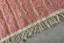 Custom Pink Moroccan Rug – Handmade Wool Berber Carpet with Ivory Stripes