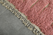 Custom Pink Moroccan Rug – Handmade Wool Berber Carpet with Ivory Stripes