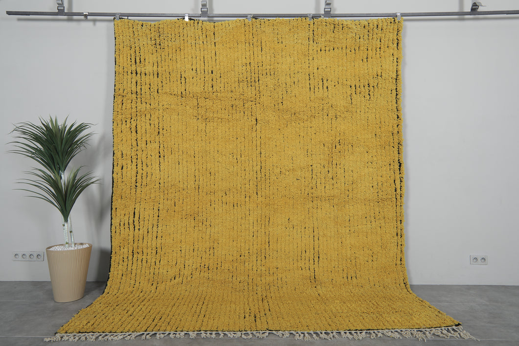 Handwoven yellow and black striped Moroccan rug - Custom size