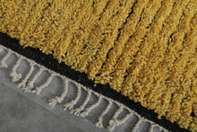 Handwoven yellow and black striped Moroccan rug - Custom size