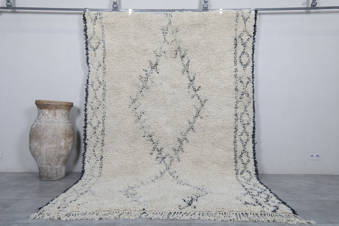 Moroccan Rug - Handmade Custom Area Rug | White with Black Accents