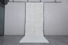 Custom handmade Moroccan runner rug - White wool rug