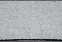 Custom handmade Moroccan runner rug - White wool rug