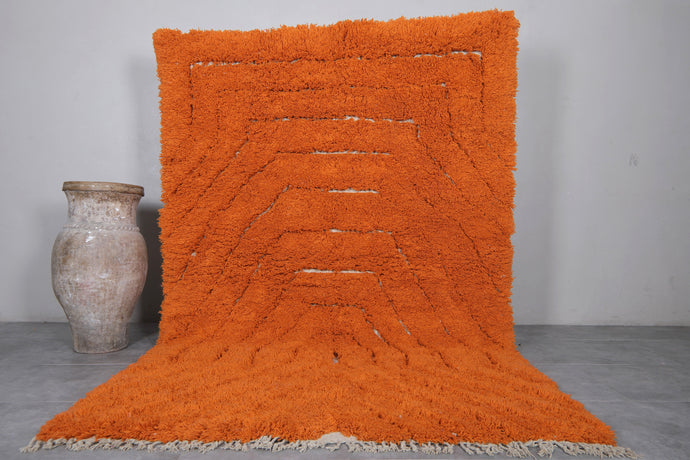 Custom Handmade Moroccan Rug – Vibrant Orange Wool Carpet