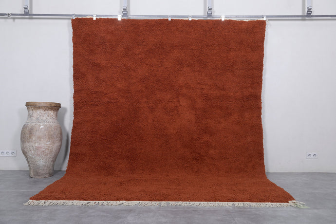 Handmade Moroccan Berber Rug - Rich Terracotta Beni Ourain Wool Carpet