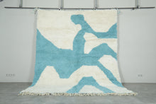 Custom Handwoven Moroccan Rug – Turquoise & Ivory Shaggy Wool Carpet