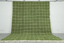 Custom Green Checkered Rug – Handwoven Modern Moroccan Grid Carpet