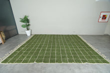 Custom Green Checkered Rug – Handwoven Modern Moroccan Grid Carpet