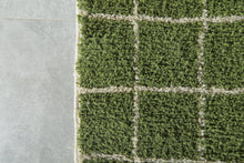 Custom Green Checkered Rug – Handwoven Modern Moroccan Grid Carpet