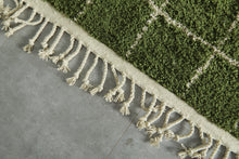 Custom Green Checkered Rug – Handwoven Modern Moroccan Grid Carpet
