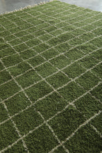 Custom Green Checkered Rug – Handwoven Modern Moroccan Grid Carpet