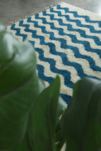 Custom Wave Pattern Rug – Handwoven Blue-Turquoise & White Moroccan Carpet