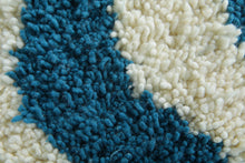 Custom Wave Pattern Rug – Handwoven Blue-Turquoise & White Moroccan Carpet