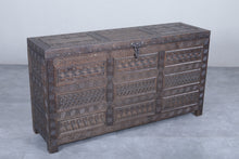 Vintage Moroccan chest  H 27.9 INCHES X W 51.1 INCHES X D 14.5 INCHES
