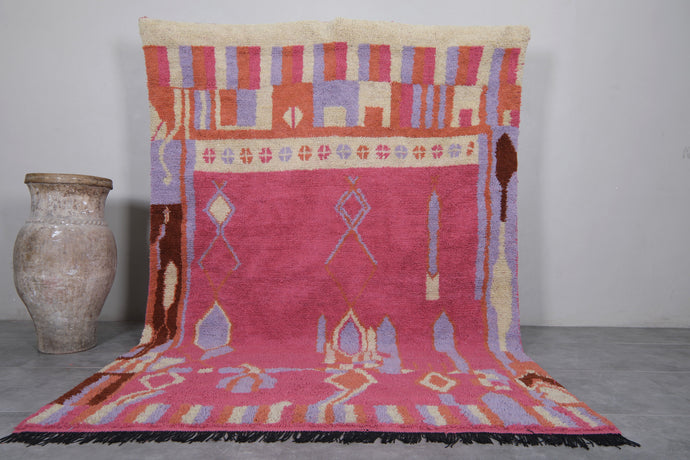 Pink Moroccan Berber Rug with Pastel Accents