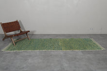 Custom green runner rug - Handwoven wool in earthy tones