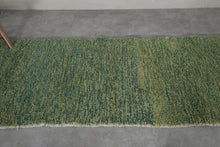 Custom green runner rug - Handwoven wool in earthy tones