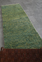 Custom green runner rug - Handwoven wool in earthy tones