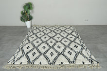 Custom Handwoven Moroccan Rug – Classic Black & White Diamond - Beni Ourain Wool Carpet