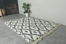 Custom Handwoven Moroccan Rug – Classic Black & White Diamond - Beni Ourain Wool Carpet