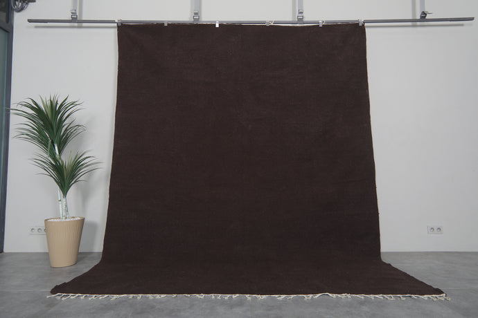 Custom Flat Woven Rug - Handmade Moroccan Solid Black Rug