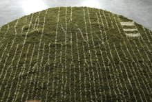 Round Moroccan Rug – Olive Green Wool Carpet - Custom Handwoven Rug