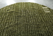 Round Moroccan Rug – Olive Green Wool Carpet - Custom Handwoven Rug