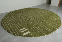 Round Moroccan Rug – Olive Green Wool Carpet - Custom Handwoven Rug