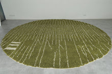 Round Moroccan Rug – Olive Green Wool Carpet - Custom Handwoven Rug