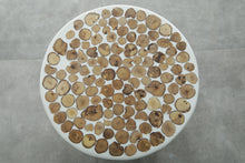 Handcrafted Berber Wood & White Resin Round Table