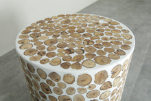 Handcrafted Berber Wood & White Resin Round Table