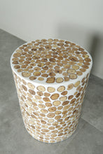 Handcrafted Berber Wood & White Resin Round Table