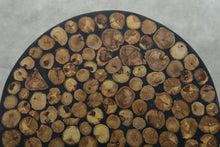 Handmade Moroccan Wood Round Table – Natural Boho Side Table