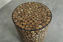 Handmade Moroccan Wood Round Table – Natural Boho Side Table