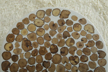 Handcrafted Berber Wood & White Resin Round Table