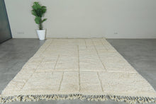 Moroccan Wool Rug – Soft Cream Grid Design - Custom Handwoven Rug